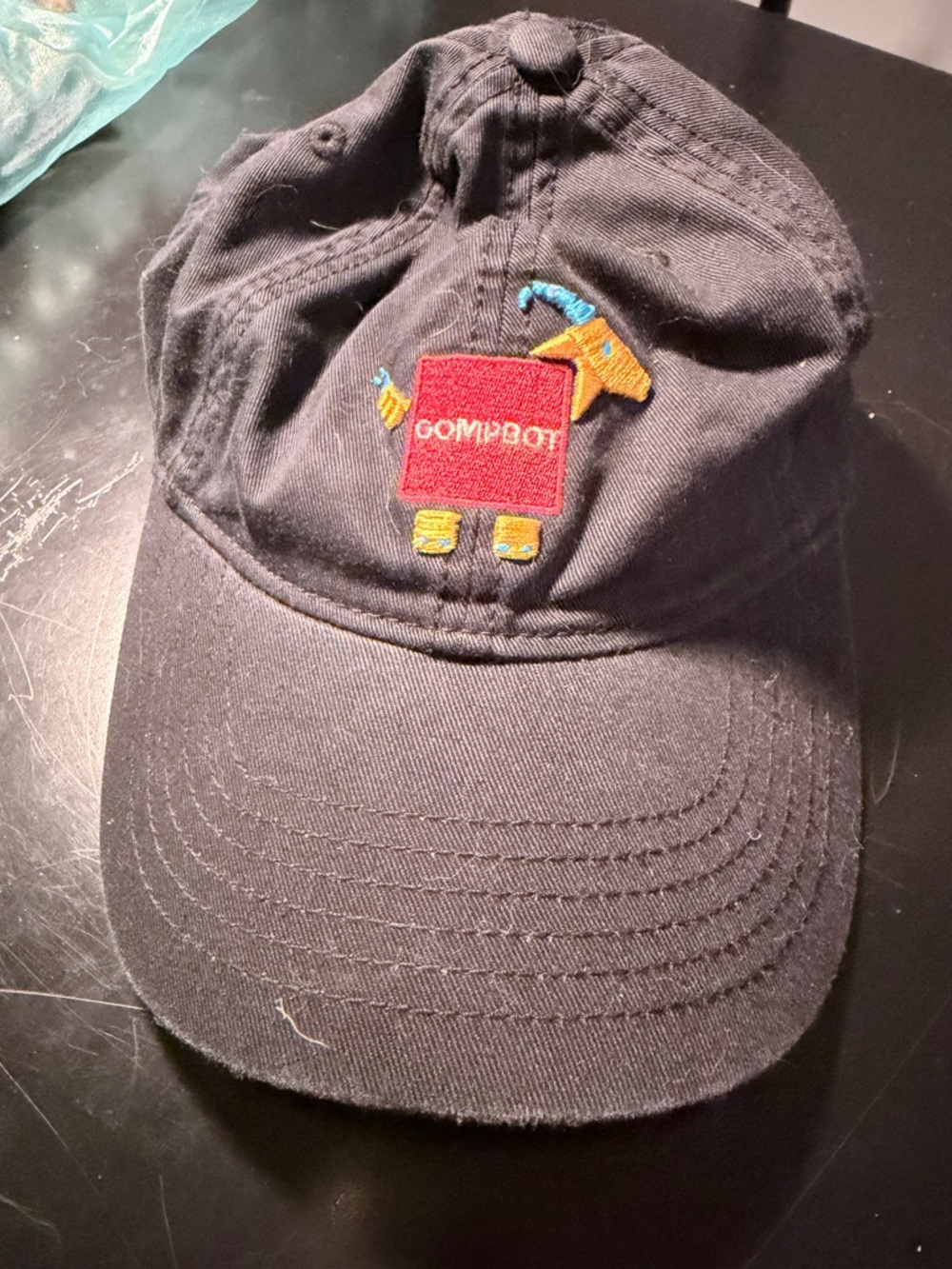 Black Baseball Cap with Colorful Goat Robot Patch